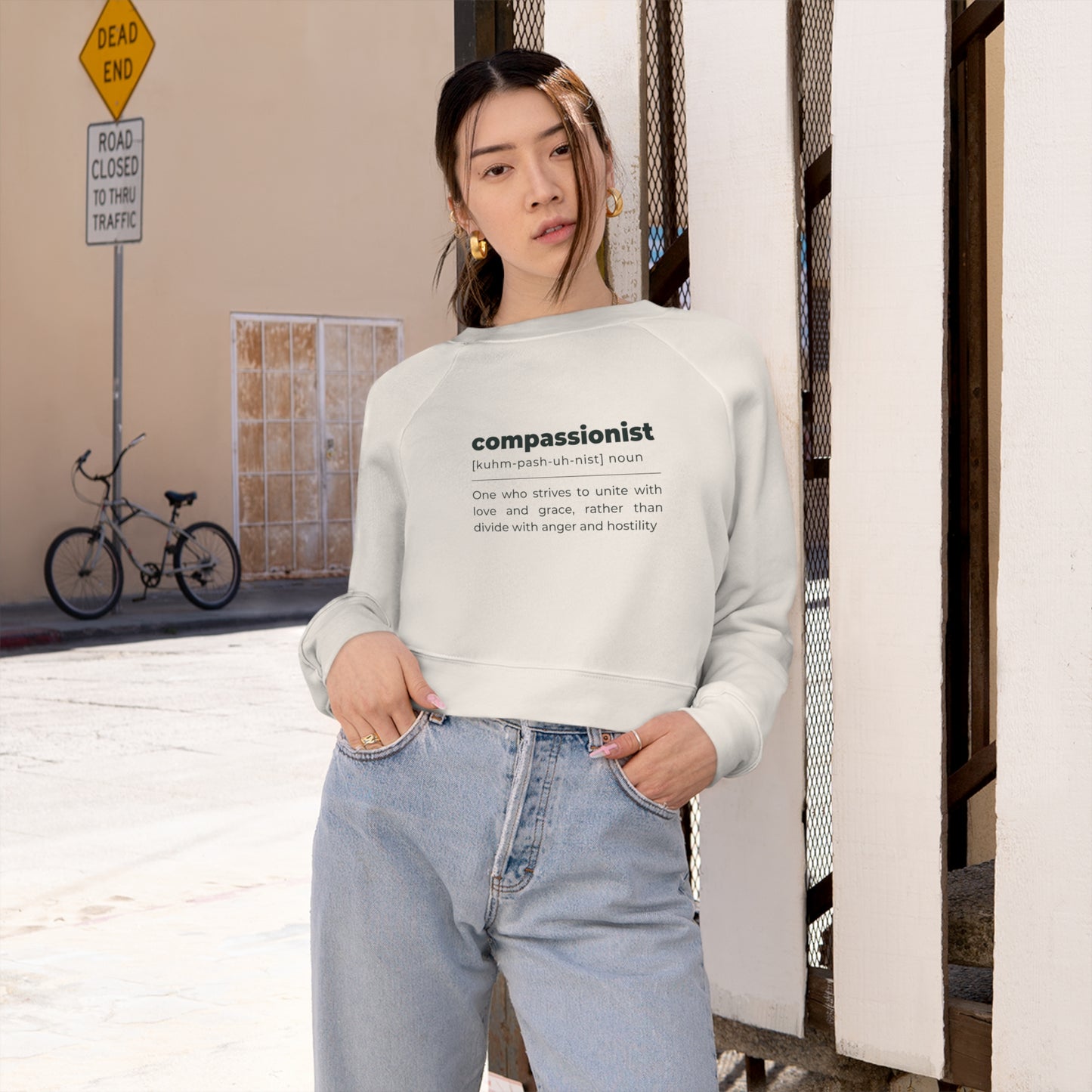 "Compassionist" Cropped Fleece Pullover