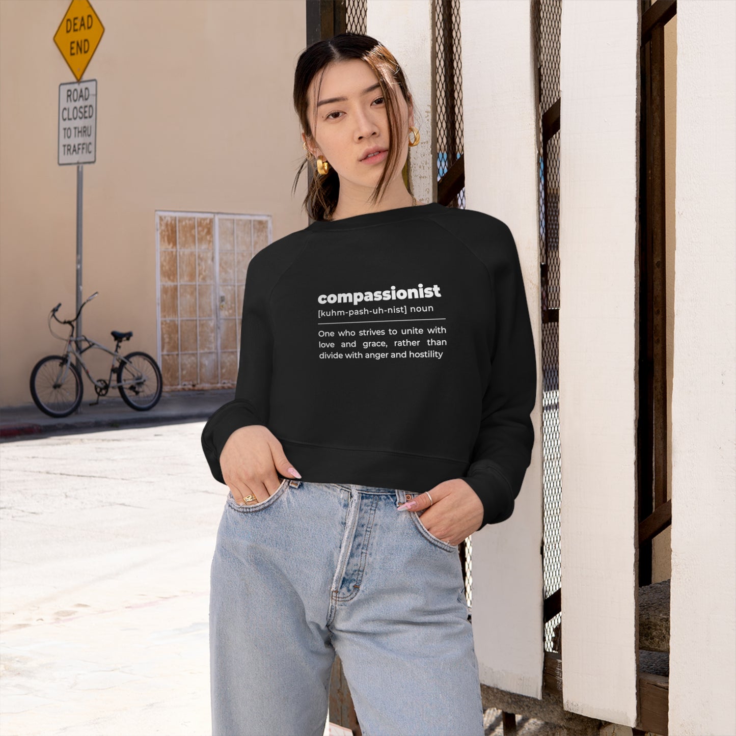 "Compassionist" Cropped Fleece Pullover